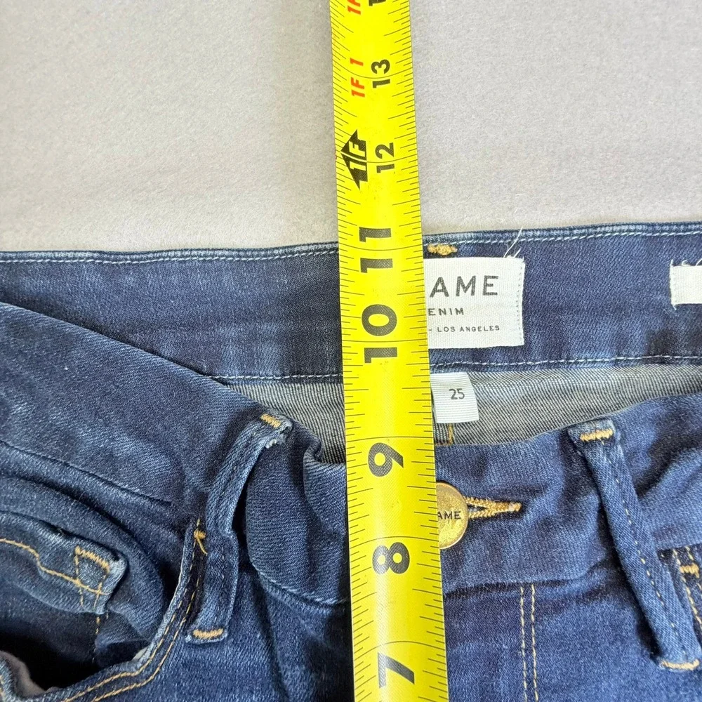 FRAME Jeans Womens 25 Le Crop Mini Boot Blue Fringe Hem Dark Wash Denim - Picture 8 of 10